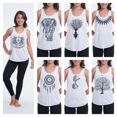 Assorted set of 10 Thai Super Soft Womens White Tank Top