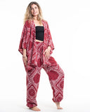 Wholesale Unisex Patchwork Paisley Lounge Set in Red - $18.50