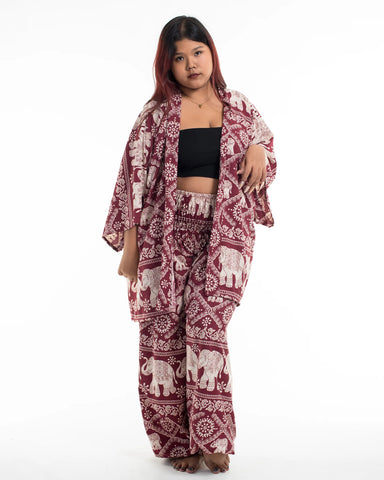 Unisex Diamond Elephant Lounge Set in Red