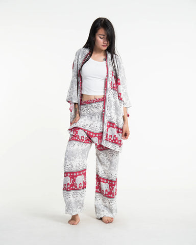 Unisex Floral Elephant Lounge Set in Red