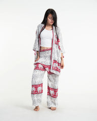 Unisex Floral Elephant Lounge Set in Red