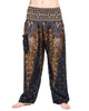 Peacock Feathers Unisex Harem Pants in Black