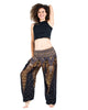Peacock Feathers Unisex Harem Pants in Black