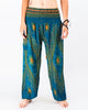 Peacock Eye Unisex Harem Pants in Turquoise