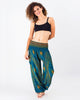 Peacock Eye Unisex Harem Pants in Turquoise