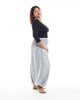 Plus Size Solid Color Unisex Harem Pants in Light Gray