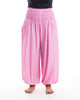Plus Size Solid Color Unisex Harem Pants in Light Pink
