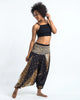 Peacock Feathers Drop Crotch Harem Pants in Black
