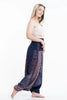 Peacock Feathers Drop Crotch Harem Pants in Blue