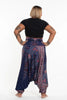Plus Size Peacock Feathers Drop Crotch Harem Pants in Blue