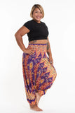 Wholesale Plus Size Peacock Paisley 2-in-1 Jumpsuit Harem Pants in Purple - $14.00