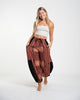 Two Tone Thai Hill Tribe Fabric Unisex Cotton Pants in Brick