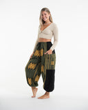 Wholesale Two Tone Thai Hill Tribe Fabric Unisex Cotton Pants in Green - $14.00