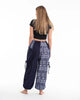 Unisex Two Tone Traditional Prints Cotton Pants in Navy