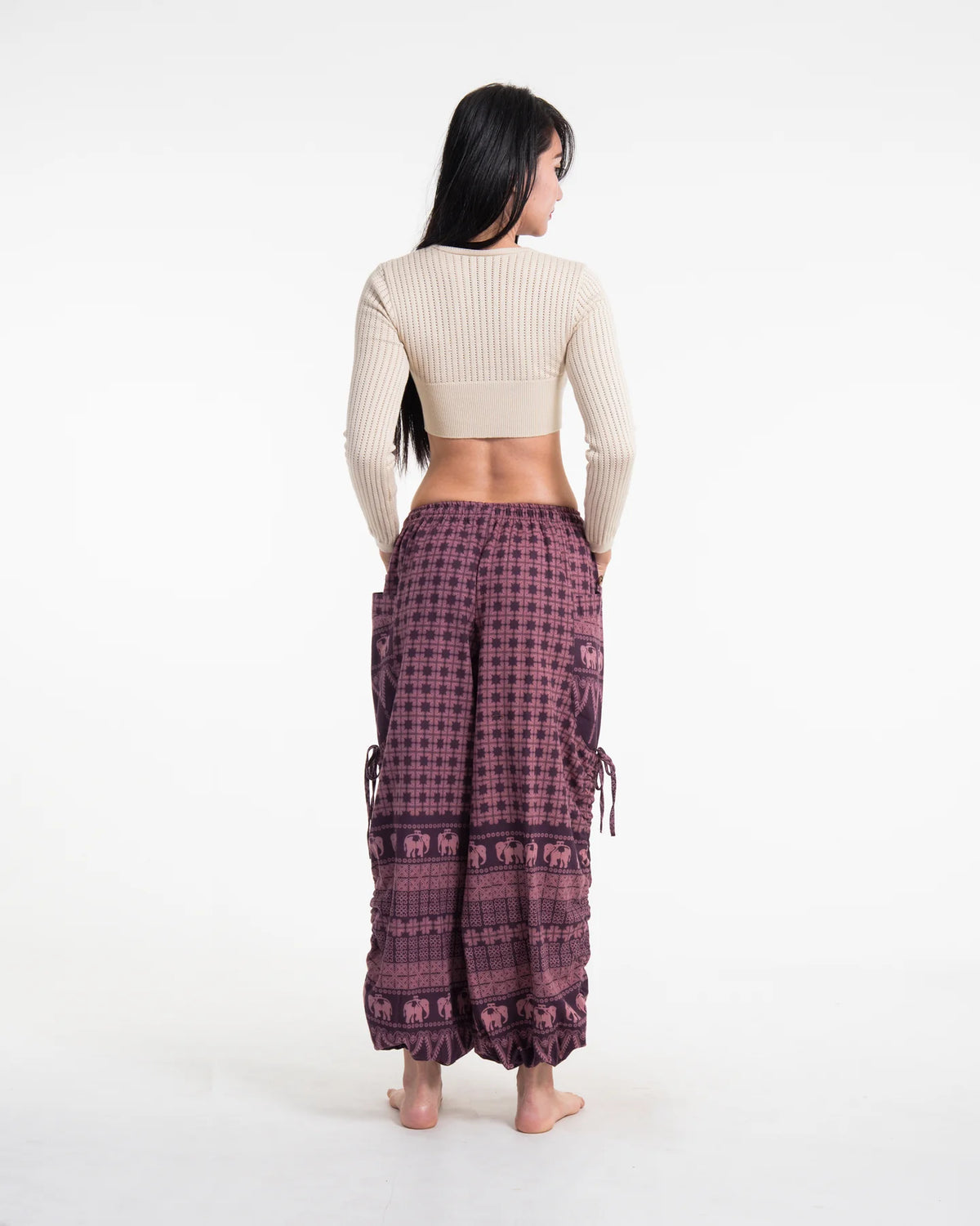 Unisex Hill Tribe Cotton Elephant Pants in Purple