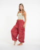 Unisex Hill Tribe Cotton Elephant Pants in Red