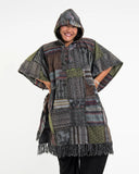 Wholesale Unisex Patchwork Stonewash Hooded Poncho in Black - $25.00