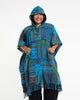 Unisex Patchwork Stonewash Hooded Poncho in Blue