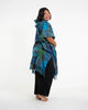 Unisex Patchwork Stonewash Hooded Poncho in Blue
