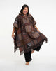 Unisex Patchwork Stonewash Hooded Poncho in Brown