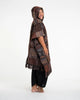 Unisex Patchwork Stonewash Hooded Poncho in Brown