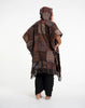 Unisex Patchwork Stonewash Hooded Poncho in Brown