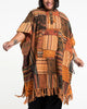 Unisex Patchwork Stonewash Hooded Poncho in Orange