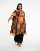 Unisex Patchwork Stonewash Hooded Poncho in Orange