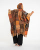 Unisex Patchwork Stonewash Hooded Poncho in Orange