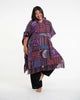 Unisex Patchwork Stonewash Hooded Poncho in Purple