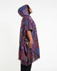 Unisex Patchwork Stonewash Hooded Poncho in Purple
