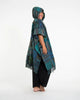 Unisex Patchwork Stonewash Hooded Poncho in Turquoise