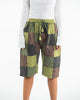 Unisex Patchwork Stone Washed Cargo Cotton Shorts in Green 01