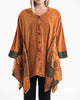 Unisex Patchwork Stonewashed Tunic Top in Orange