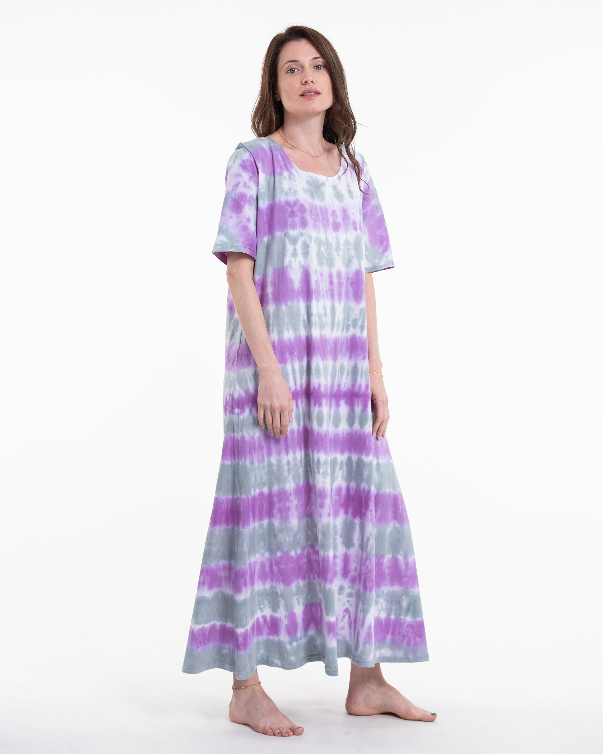 midi women's cotton tie dye dresses 100%cotton Tie-dye Midi Dress, Customizable Dress for Women, Gathered Fit and Flare Dress With Pockets, Plus Size, Petite, Tall Etsw