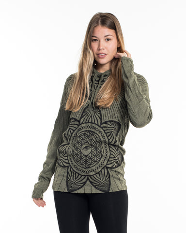 Sure Design Unisex Sacred Geometry Mandala Hoodie Green