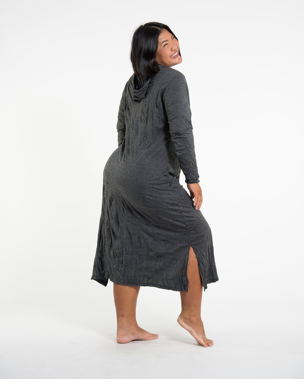 Sure Design Womens Tree Of Life Long Sleeve Hoodie Dress Black L/XL