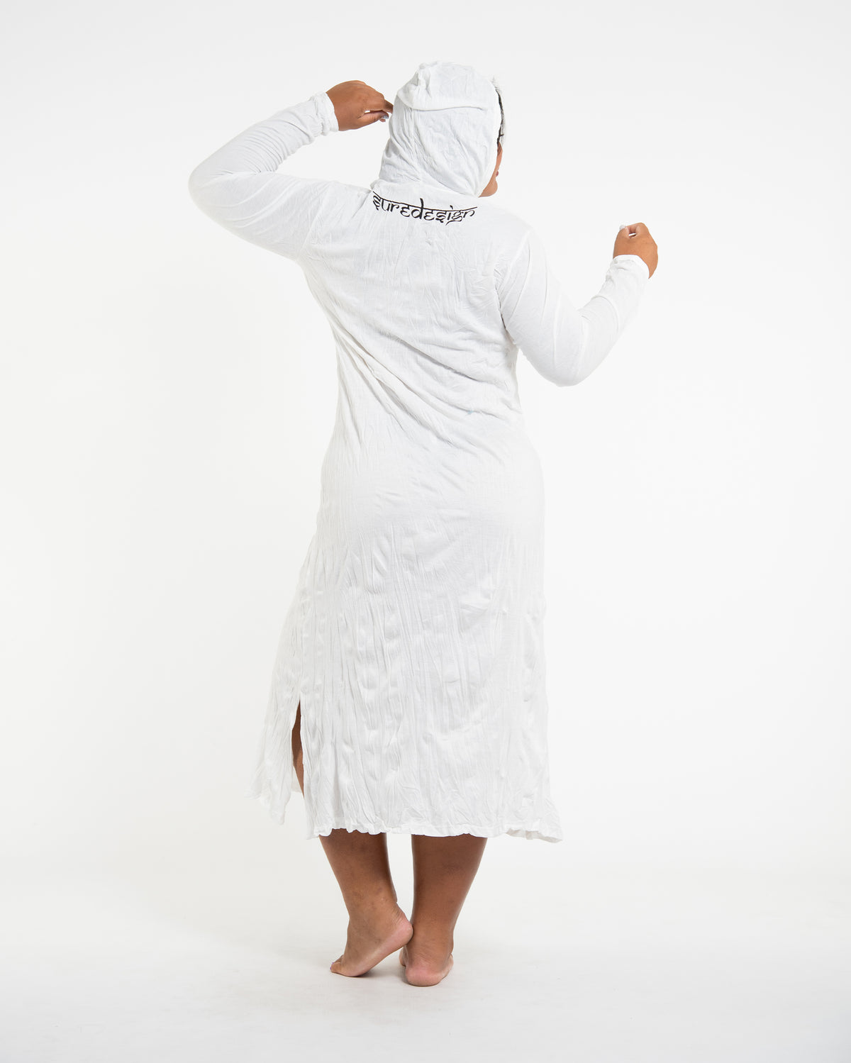 Sure Design Womens Tree Of Life Long Sleeve Hoodie Dress White L/XL