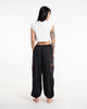 Unisex Drawstring Pinstripes Cotton Pants with Aztec Pocket in Black