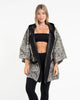 Unisex Paisley Print Cotton Hoodie Kimono Cardigan in Black