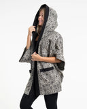 Wholesale Unisex Paisley Print Cotton Hoodie Kimono Cardigan in Black - $15.00