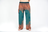 Wholesale Geometric Mandalas Unisex Harem Pants in Turquoise - $12.00