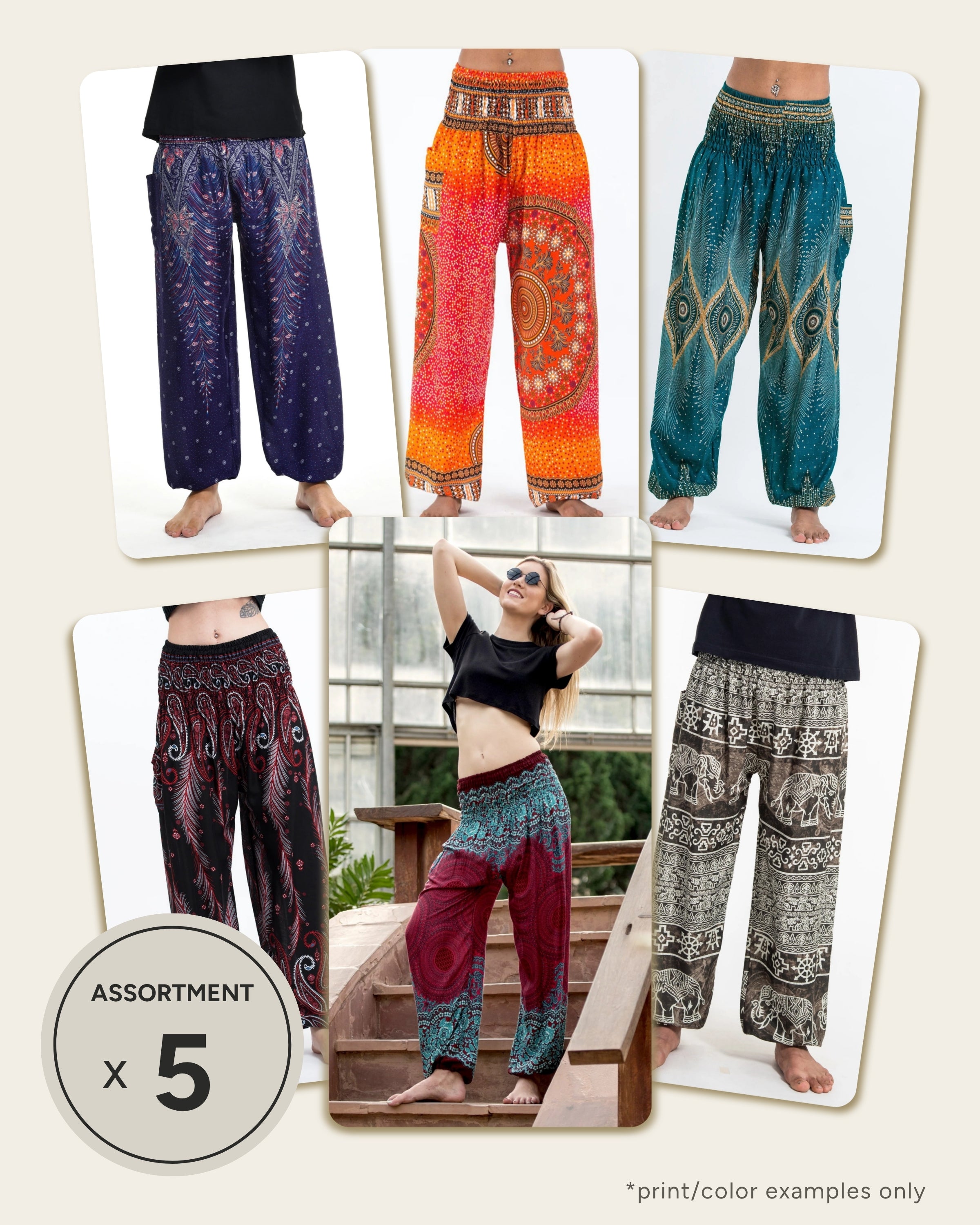 Assorted set of 5 Thai High Crotch Harem Pants BESTSELLER