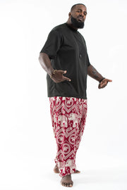 Plus Size Imperial Elephant 2-in-1 Jumpsuit Elephant Pants in Red