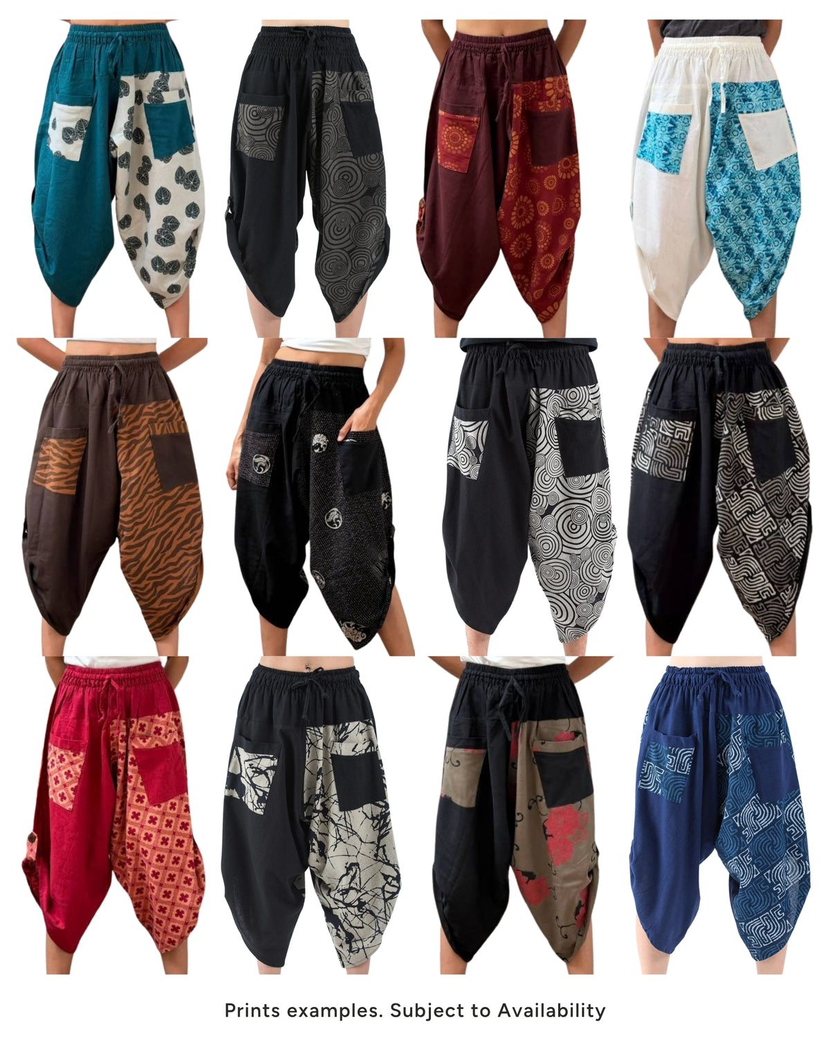 Assorted set of 5 - Two Tone Cotton Cropped Pants