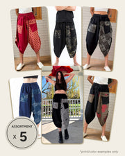Assorted set of 5 - Two Tone Cotton Cropped Pants