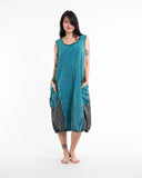 Wholesale Colorblock Stonewash Tank Dress in Blue - $22.00