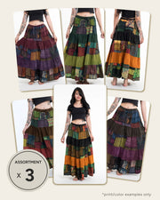 Assorted set of 3 Patchwork Stonewashed Long Skirt
