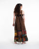 Patchwork Stonewash Overall Dress in Multi Brown