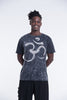 Unisex Om Stone Washed, Stone Washed Fabric Cotton T-Shirt in Black